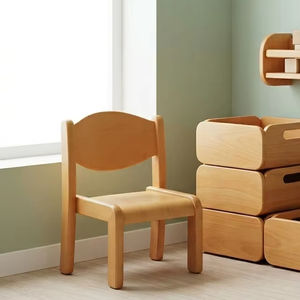 Silla Infantil de Madera Estilo Montessori para el Hogar, Sala de Estudio, Guardería, Madera de Haya, Acabado en Color Natural - Product Image 1