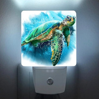 Htpmart Veilleuse d'Été de Plage à Sublimation Murale avec Capteur de Lumière, Lampe de Nuit LED Plate Blanche en Acrylique Carré