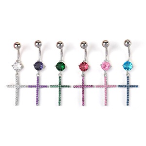 Phổ Biến Nhất Của Phụ Nữ Bụng Xỏ Cơ Thể Đa-Màu Chữ Thập Vòng Râm Zircon 316 Thép Không Gỉ Cho Bụng Nút Xỏ - Product Image 2