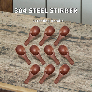 Cuillères à cocktail mignonnes en acier inoxydable 304 avec finition miroir, manche long, pour mélanger les glaces, les desserts et le café - Product Image 2