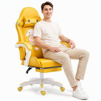 Chaise de bureau ergonomique en cuir pour gaming avec repose-pieds, design moderne, hauteur réglable, pivotante, pour joueurs PC