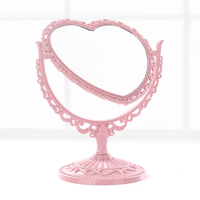 Miroir de poche vintage mini rond finition argentée, grossissant et éclairé, avec cadre en plastique ABS, miroir de maquillage portable