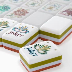 Jeu de tuiles de Mahjong Miss Darling personnalisé bleu pour femme, en acrylique de luxe, 2 couches, 30 mm, 160 166 blocs, avec nœuds - Product Image 2
