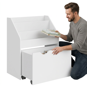 Étagère à livres et organisateur de jouets pour enfants <span class=keywords><strong>SONGMICS</strong></span>, coffre de <span class=keywords><strong>rangement</strong></span> à 3 niveaux avec roulettes, design minimaliste, 29,5x62,5x70 cm, blanc nuage, GKR041W10 - Product Image 4
