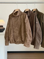 Veste en cuir de mouton courte marron décontractée style rétro CJ-Spring Autumn New Melad pour femmes, vestes décontractées à fermeture éclair