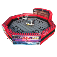 Système de jeux mécaniques multi-attractions 3-en-1 : Machine de rodéo mécanique, jeu Wipeout et simulateur de surf – Jeux de rodéo à vendre