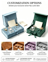 Boîte cadeau rigide simple et écologique, recyclable et réutilisable, avec rangement multi-compartiments intégré pour bijoux et coffret de parfums