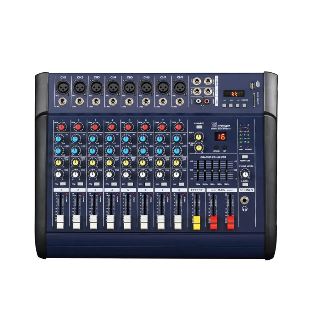 M802D Console de mixage audio professionnelle alimentée à 8 canaux amplificateur mélangeur de puissance audio professionnel du système de son pour la fête