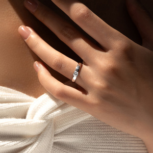 S925 <b>Silver</b> <b>Solitaire</b> <b>Ring</b> Round Brilliant Cut Diamond Prong Setting Classic Engagement Band Women's Fine Jewelry - Product Image 4