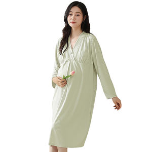 Venta al por mayor de vestidos de entrega de modal con almohadillas para el pecho primavera otoño ropa de dormir posparto, ropa de dormir para amamantar durante el <span class=keywords><strong>embarazo</strong></span> - Product Image 4