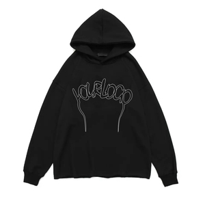 เสื้อฮู้ดดี้ผู้ชายผ้าฝ้าย 100% หนานุ่ม สวมใส่สบาย ทรงโอเวอร์ไซส์ สำหรับฤดูใบไม้ผลิและฤดูใบไม้ร่วง  ปักโลโก้ด้านหน้า คุณภาพสูง - Product Image 4