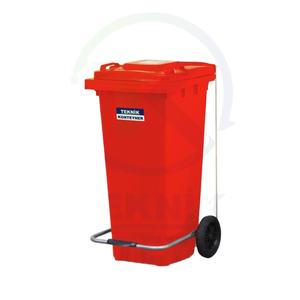 Venta caliente de lujo 120L contenedor de residuos de plástico rojo con estructura de pie y Pedal de alta calidad mejor producto - Product Image 1