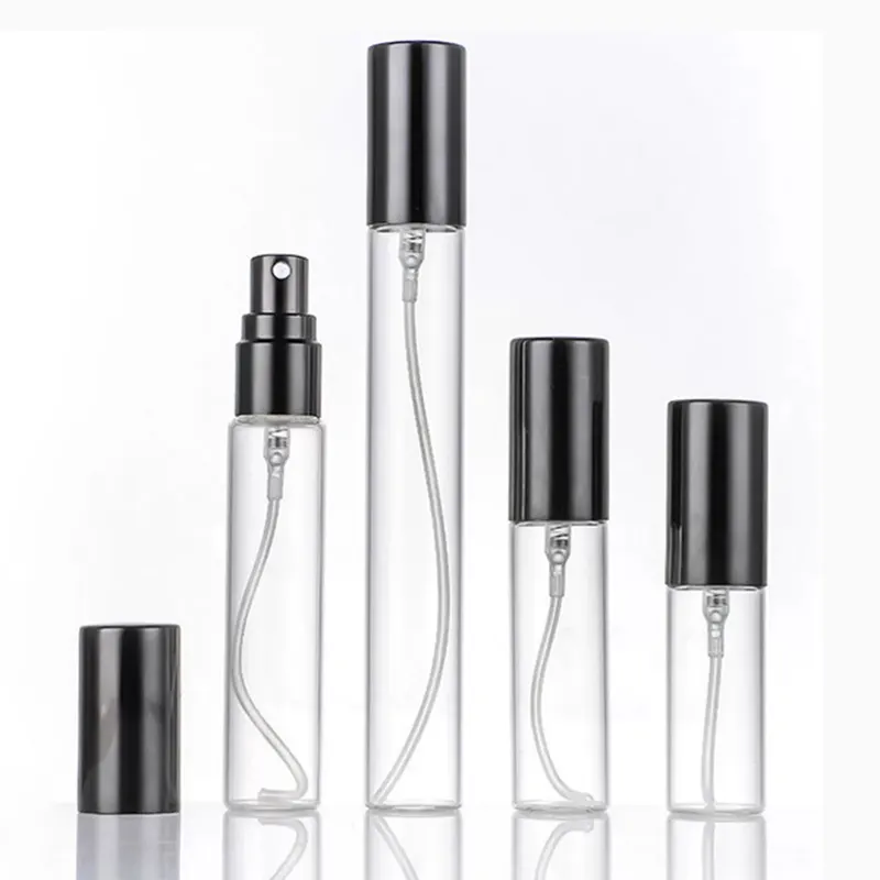 Frasco de perfume para viagem de vidro fino comprimido comprimido em spray pequeno vazio recarregável 2ml 3ml 5ml 10ml