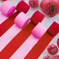 PartyWoo Guirlandes en papier crépon rose et rouge, 6 rouleaux, 492 pieds, pour baby shower, Saint-Valentin, enterrement de vie de jeune fille, anniversaires (1,8 m)