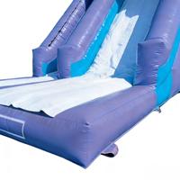 Toboggan gonflable géant en PVC éco-responsable à double voie, violet et bleu, pour enfants, usage commercial extérieur, capacité >500 kg, 6-12 ans