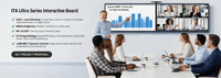Tableau blanc interactif intelligent QLED 4K UHD avec écran tactile, caméra IA 50MP Android pour salle de classe et conférence