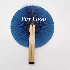 Blue Paper Fans With Wood Handle Hand Fans for Wedding Promotion Favors <b>Gifts</b> Fan - Product Image 1