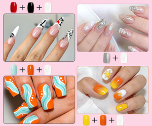 Kit de Peinture UV Gel pour Ongles 12 Couleurs, Palette de Gel Manucure French Tip Dégradé avec Colle et Décalcomanies Stampy - Product Image 4