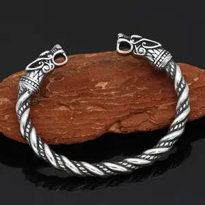 Модные Viking два дракона Браслет-манжета браслеты из нержавеющей стальной проволоки дракон браслет для мужчин