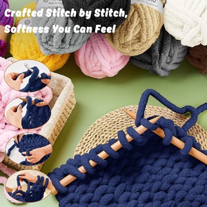 Factory Wholesale Thick <b>Polyester</b> Giant Colorful Fuzzy Chenille Chunky <b>Yarn</b> for Arm Knitting Chenille Blanket - Product Image 3