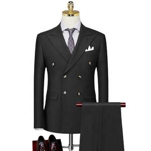 Color negro Conjunto de 3 piezas <span class=keywords><strong>Trajes</strong></span> de hombre Esmoquin Delgado Novio de negocios <span class=keywords><strong>Boda</strong></span> Conjunto de traje de doble botonadura <span class=keywords><strong>para</strong></span> hombres - Product Image 1