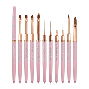 Mango <span class=keywords><strong>de</strong></span> metal degradado Muliti tipo Oval Poly Gel Nail Thin Liner Art 3D Brush Set Pure Kolinsky Acrylic Nail Brush - Product Image 4