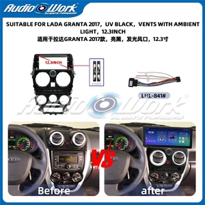 Marco de Radio para Coche LADA GRANTA 2017 NEGRO UV con Ventilaciones y Luz Ambiental 12.3 Pulgadas, Marco de Audio para Coche, Marco de DVD para Coche - Product Image 2