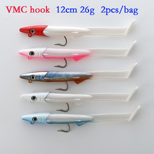Leurre souple artificiel en PVC VMC de haute qualité, 12 cm, 26 g, 2 pièces/sac, style queue en T, pour la pêche en mer, matériel de pêche - Product Image 2