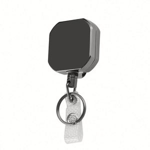 Heavy-Duty Vintage Style Square Badge Reel Keychain with PVC Strap Hard Plastic ID Card Holder - Product Image 2
