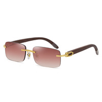 Lunettes de soleil carrées sans monture Fashion Men Women Shades Uv400 Retro Buffalo Horn Luxury Brand Designer Glasses