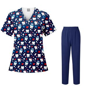 Uniforme Médico Elástico Azul y Rosa, Conjunto de Tratamiento de Belleza para Spa, Uniforme de Enfermera Femenino con Estampado de Moda, Cuello en V, Navidad - Product Image 5