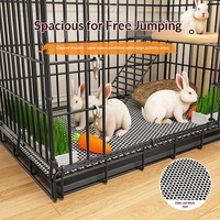 Grande cage à lapins en métal d'intérieur, modèle Deluxe, avec système de retrait automatique du fumier et toilettes intégrées, robuste, toutes saisons, pour lapins, cochons d'Inde et chiens