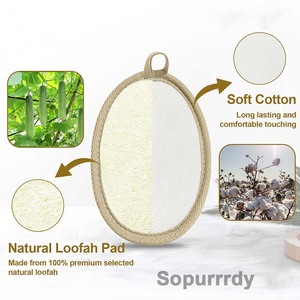 Éponge exfoliante pour le corps en loofah naturel avec logo personnalisé, éponges en loofah qui font mousser bien, exfoliant doux, loofahs de bain de qualité supérieure - Product Image 3