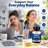 Capsules de zinc et sélénium OEM ODM, marque privée, cGMP, végétaliennes, sans OGM, complément alimentaire minéral quotidien, 90 unités