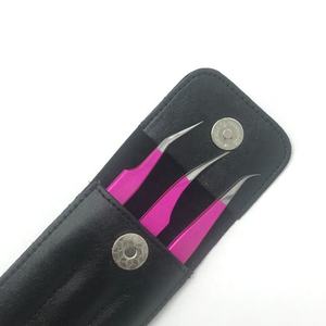 ชุด3ชิ้นสำหรับมืออาชีพแหนบต่อขนตาถุงหนังเคลือบสีแบบกำหนดเองได้อย่างยั่งยืนด้ามจับแข็งแรงทำจากเหล็กทนทาน - Product Image 2