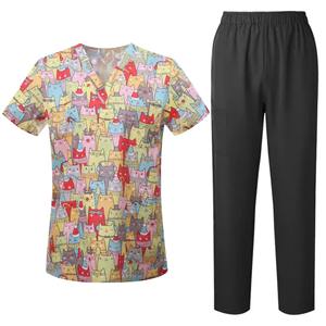 ชุดเครื่องแบบทางการแพทย์ยืดเข้ารูปเสื้อคอวีกางเกงวิ่งพร้อมกระเป๋าใส่ของในโรงพยาบาล - Product Image 5