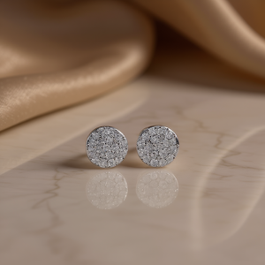 White Gold Copper Plated Pave Diamond <b>Stud</b> <b>Earrings</b> Round Brilliant Cut Classic Ball Design Unisex <b>Fine</b> Jewelry E1274 - Product Image 2