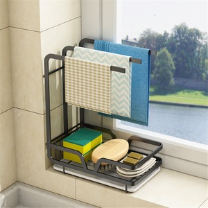 Modern Hotel Kitchen Rag Rack Wall-Mounted Punch-Free Countertop Drain Rack for Sponge and Dish Cloth <b>Storage</b> Eco-Friendly - Product Image 3