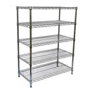 Warehouse Storage Carbon Steel Wire Mesh Shelf Chrome Plating Display Rack 250 Kg Capacity /layer