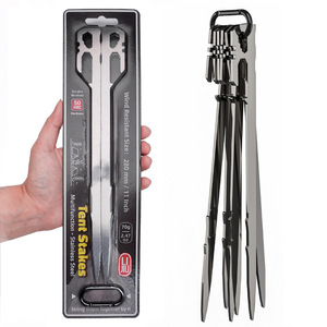 28cm Stainless Steel <b>Canopy</b> Tent Pegs Tent Nail <b>Camping</b> Stakes Multipurpose Bottle Opener Hiking Accessories - Product Image 2