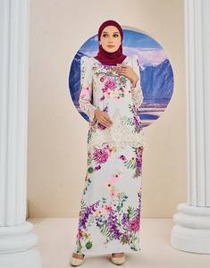 Sipo Eid 2023แฟชั่นที่สง่างามเสื้อผ้ามุสลิมผ้าไหมลายดอกไม้พิมพ์ลายดอกไม้เสื้อผ้าอิสลาม Baju kurung comel - Product Image 2