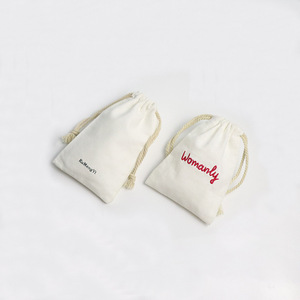 Sacs à cordon en coton et lin pour emballage cadeau, pochettes à bijoux avec broderie, vente en gros - Product Image 5
