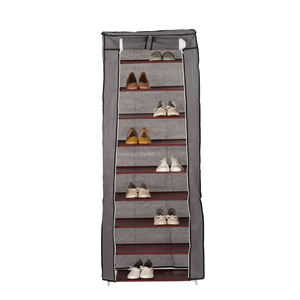 Étagère à chaussures autoportante de 9 étages, armoire verticale étroite en métal avec tissu non tissé pour l'entrée et la garde-robe. - Product Image 1
