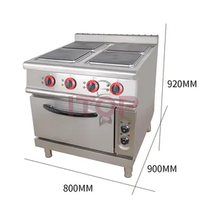 Itop fogão elétrico profissional, equipamento de cozinha com 4 placas elétricas combinadas armário