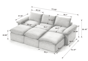 Modern Square Corduroy Cloud Compression <b>Sofa</b> Set Modular Design for Hotel & Villa Use Comfortable Sitting Experience - Product Image 6