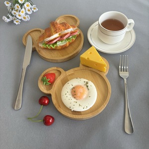 Plateau en bambou en forme d'ours de dessin animé, plateau à fromage, plat de service pour le petit-déjeuner et les collations de l'après-midi des enfants - Product Image 3