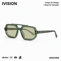 Lunettes de soleil pilote à double pont en propionate, monture intégrale, non polarisées, protection UV400, compatibles avec la myopie, pour la conduite, les activités de plein air et la pêche