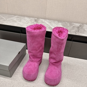 Bottes de neige unisexes tendance 2025 de haute qualité, bottes plates en daim rose Alaska pour femmes, pour temps chaud - Product Image 4