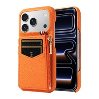 Étui de téléphone en cuir PU de luxe avec porte-cartes magnétique pour iPhone 17 16 15 Pro Max, antichoc, avec portefeuille zippé