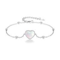 Pulsera de Piedra Natural Dan Jewelry para Mujer, Uso Diario, Pulsera de Corazón para Regalo de Aniversario o Cumpleaños, Plata de Ley 925 con Cuentas